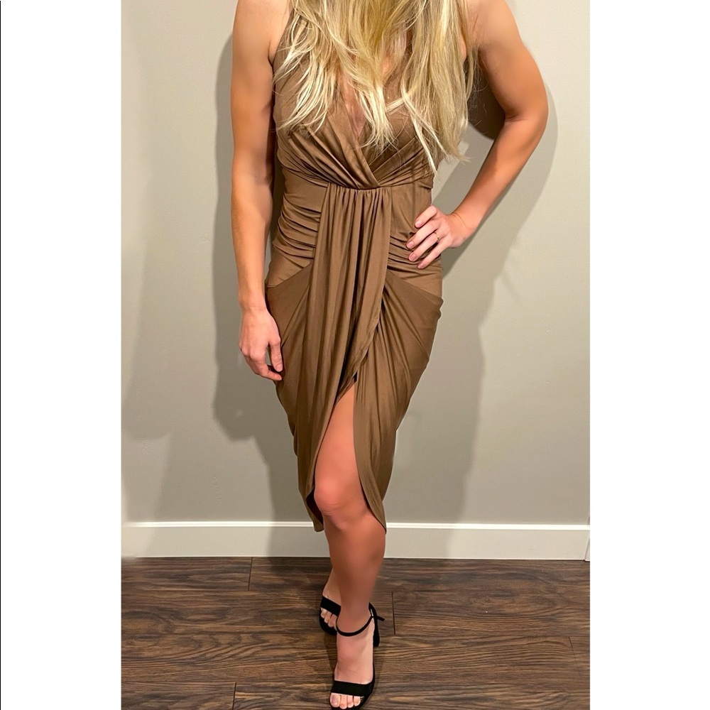 NWT Miss Avenue Mocha Asymmetrical Dress